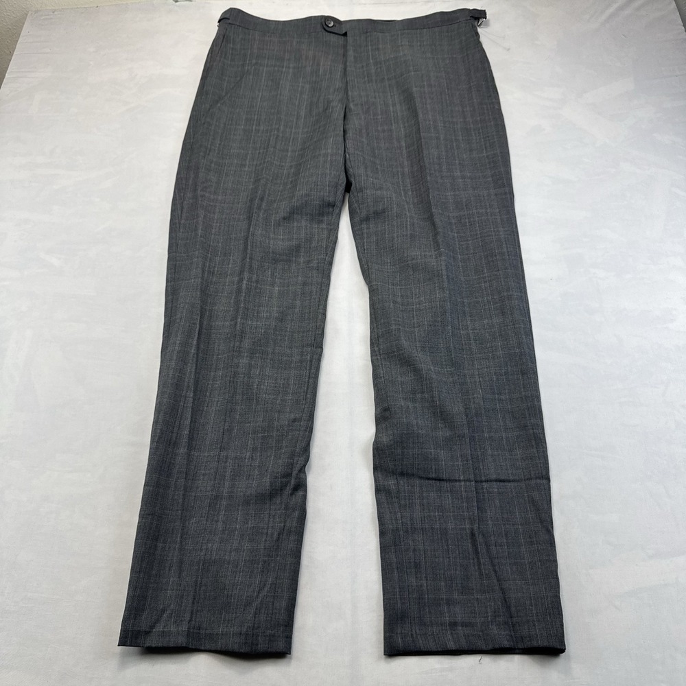 Indochino Men's Gray Plaid Wool Cashmere Dress Pants 34x30 Tailored Trousers